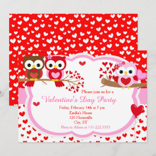 Valentijnsdag Feestje Cute Valentijn Uilen Kaart