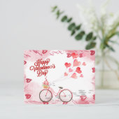 Valentijnsdag fietstocht van liefde feestdagenkaart (Staand voorkant)