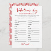 Valentijnsdag Finish mijn zin Party spel Kaart (Voorkant / Achterkant)