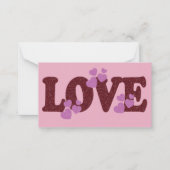 Valentijnsdag flat card 3,5X5 LOVE & Roze harten Notitiekaartje (Voorkant)