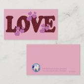 Valentijnsdag flat card 3,5X5 LOVE & Roze harten Notitiekaartje (Voorkant / Achterkant)