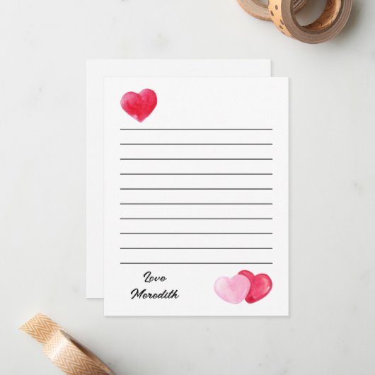 Valentijnsdag Flat Note Card Notitiekaartje (Voorkant / Achterkant in situ)