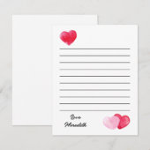 Valentijnsdag Flat Note Card Notitiekaartje (Voorkant / Achterkant)