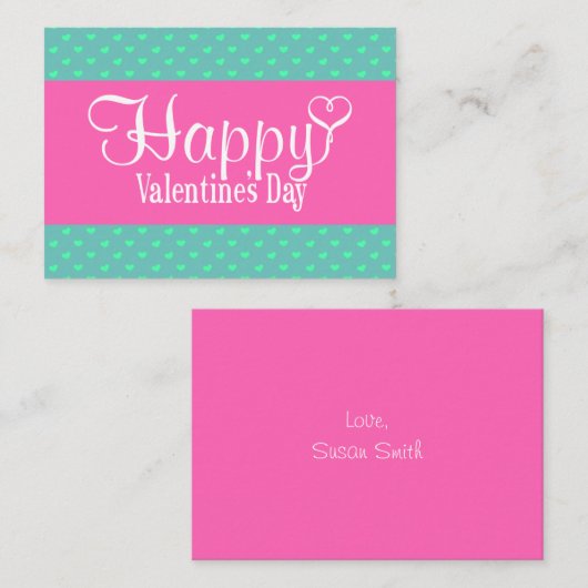 Valentijnsdag Flat Note Card (Roze) Notitiekaartje (Voorkant / Achterkant)