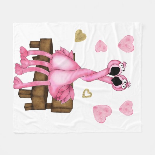Valentijnsdag Fleece Throw Blanket Flamingos (Voorkant (Horizontaal))