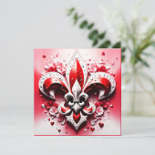 Valentijnsdag Fleur De Lis Kaart (Staand voorkant)