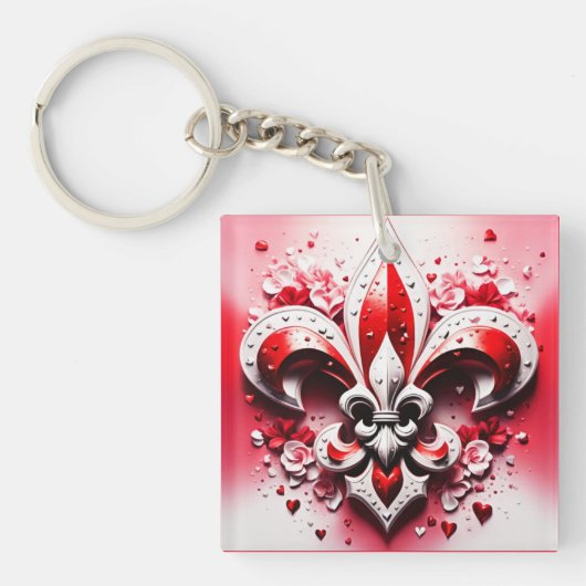 Valentijnsdag Fleur De Lis Sleutelhanger (voorkant)