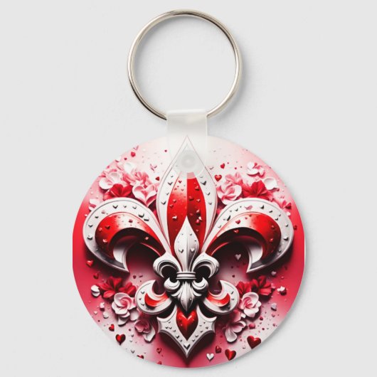 Valentijnsdag Fleur De Lis Sleutelhanger (Voorkant)