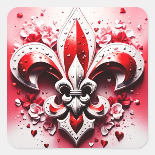 Valentijnsdag Fleur De Lis Vierkante Sticker (Voorkant)