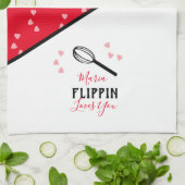 Valentijnsdag Flippin houdt van je hart Theedoek (Gevouwen)