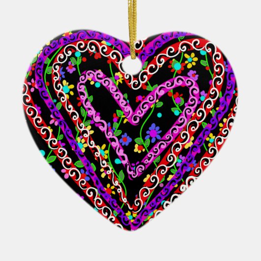 Valentijnsdag Floral Art Keramisch Ornament (Voorkant)