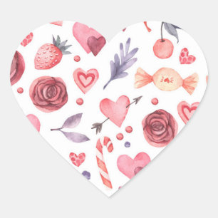 Valentijnsdag Floral en Snoep Hart Sticker