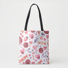 Valentijnsdag Floral en Snoep Tote Bag