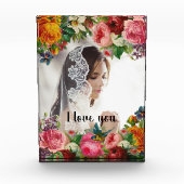 Valentijnsdag Floral I Love You Photo Wedding Fotoblokken (Voorkant)