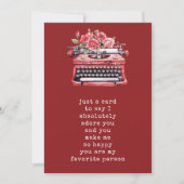 Valentijnsdag Floral Typewriter gepersonaliseerd Feestdagenkaart (Voorkant)