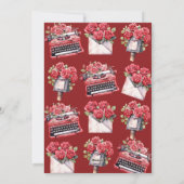 Valentijnsdag Floral Typewriter gepersonaliseerd Feestdagenkaart (Achterkant)