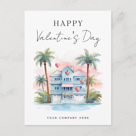 Valentijnsdag Florida Huis Vastgoed Marketing Feestdagenkaart (Voorkant)