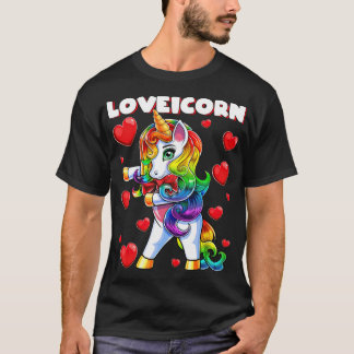 Valentijnsdag Flossing Unicorn Love Heart Gift T-shirt