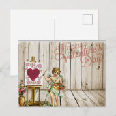 Valentijnsdag  Flowers Cherub Feestdagenkaart (Voorkant / Achterkant)