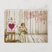 Valentijnsdag  Flowers Cherub Feestdagenkaart (Voorkant)