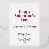 VALENTIJNSDAG, Folie hart, hou van je Feestdagenkaart (Achterkant)