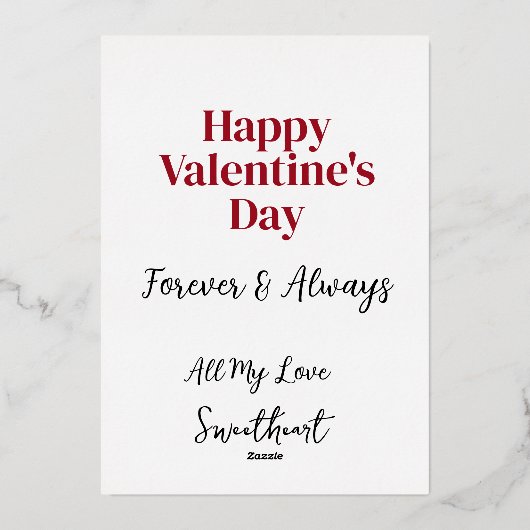 VALENTIJNSDAG, Folie hart, hou van je Folie Feestdagenkaart (Achterkant)