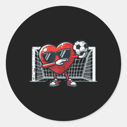 Valentijnsdag Football Hart Dab Voetbal Mannen Jon Ronde Sticker (Voorkant)