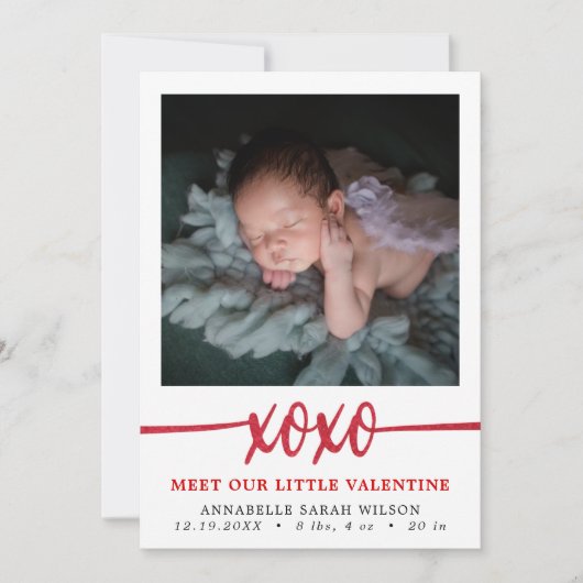 Valentijnsdag Foto Birth  Aankondiging (Voorkant)