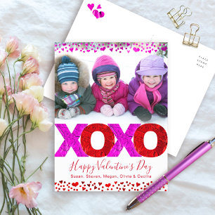 Valentijnsdag Foto Bold XOXO Moderne Harten Feestdagenkaart