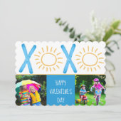 Valentijnsdag Foto Cute Kinderen Sunny XOXO Feestdagenkaart (Staand voorkant)