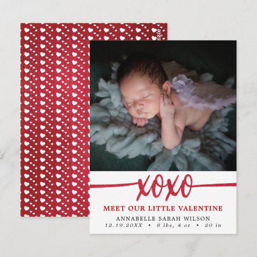 Valentijnsdag Foto geboorteaankondiging Briefkaart (Voorkant / Achterkant)