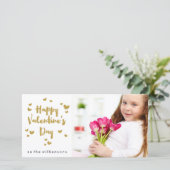 Valentijnsdag Foto Glitterig Goud Glanzende Harten Feestdagenkaart (Staand voorkant)