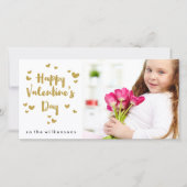 Valentijnsdag Foto Glitterig Goud Glanzende Harten Feestdagenkaart (Voorkant)