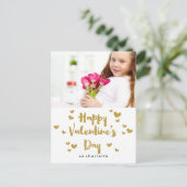 Valentijnsdag foto Glittery Gold Classroom Feestdagenkaart (Staand voorkant)