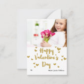 Valentijnsdag foto Glittery Gold Classroom Notitiekaartje (Voorkant)