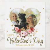 Valentijnsdag Foto Heart Gold Glitter Hearts Wijn Etiket (Enkel label)