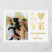 Valentijnsdag Foto Liefde Hart Folie Uitnodiging (Voorkant)