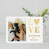 Valentijnsdag Foto Liefde Hart Folie Uitnodiging (Staand Voorkant)