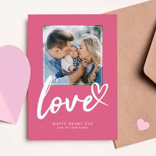 Valentijnsdag foto met gekrabbelde harten feestdagenkaart