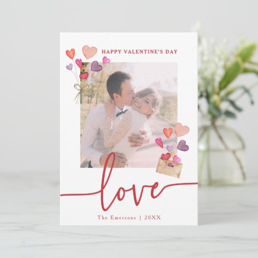 Valentijnsdag Foto Vakantie Kaart (Staand voorkant)