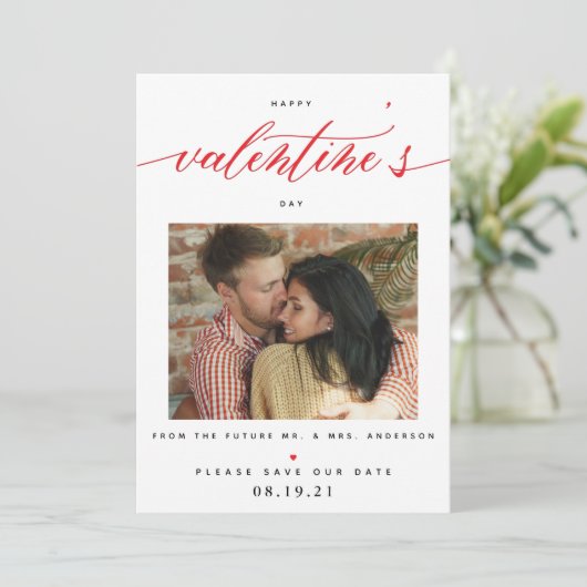 Valentijnsdag Foto Wedding Save the Date (Staand voorkant)