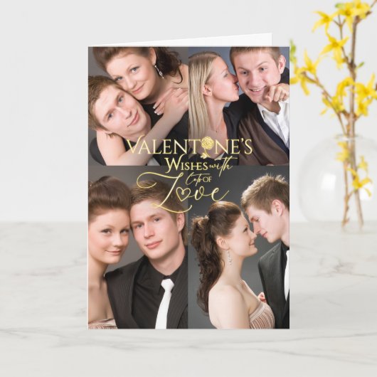 Valentijnsdag Fotocollage Aandenken Kaart (Gele Bloem)