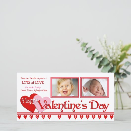 Valentijnsdag fotokaarten - Familie 2 Lijsten Feestdagenkaart (Staand voorkant)