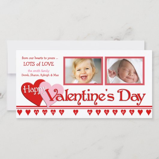 Valentijnsdag fotokaarten - Familie 2 Lijsten Feestdagenkaart (Voorkant)