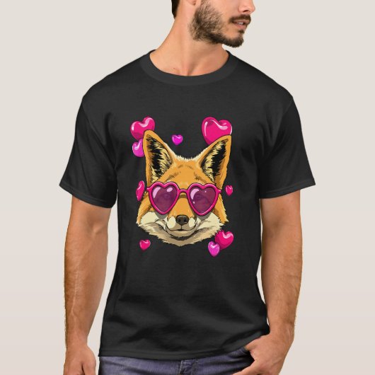 Valentijnsdag Fox Heart Love Day Couples Fox Hun T-shirt (Voorkant)