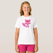 Valentijnsdag Fox, roze vos, bril, hart T-shirt (Voorkant volledig)