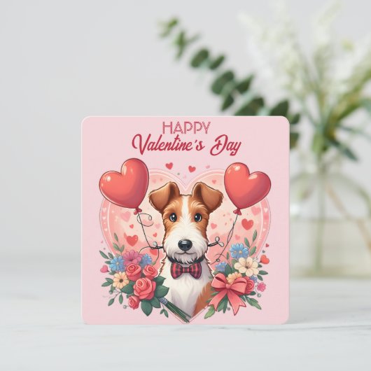 Valentijnsdag - Fox Terrier 3 - Kaart (Staand voorkant)