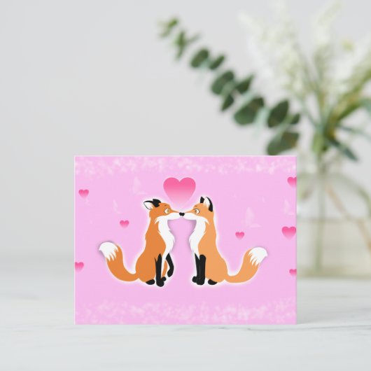 Valentijnsdag Foxes Feestdagenkaart (Staand voorkant)