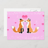 Valentijnsdag Foxes Feestdagenkaart (Voorkant / Achterkant)