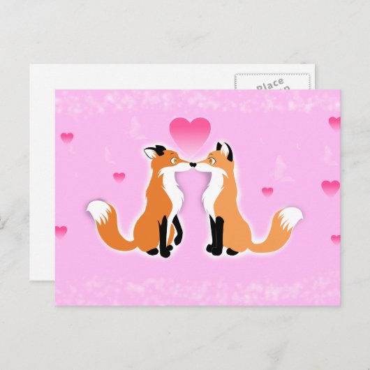 Valentijnsdag Foxes Feestdagenkaart (Voorkant / Achterkant)